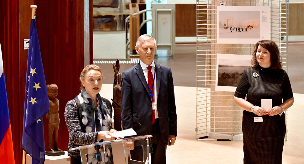 An exhibition showcasing the winning works from the 2019 Andrei Stenin International Photo Contest opened at the Council of Europe's headquarters in the French city of Strasbourg on Monday.The opening ceremony featured speeches by Council of Europe Secretary General Marija Pejcinovic Buric, Russia's Permanent Representative to the organization, Ivan Soltanovsky, and curator of the photo contest Oksana Oleinik. An exhibition showcasing the winning works from the 2019 Andrei Stenin International Photo Contest opened at the Council of Europe's headquarters in the French city of Strasbourg on Monday.The opening ceremony featured speeches by Council of Europe Secretary General Marija Pejcinovic Buric, Russia's Permanent Representative to the organization, Ivan Soltanovsky, and curator of the photo contest Oksana Oleinik.