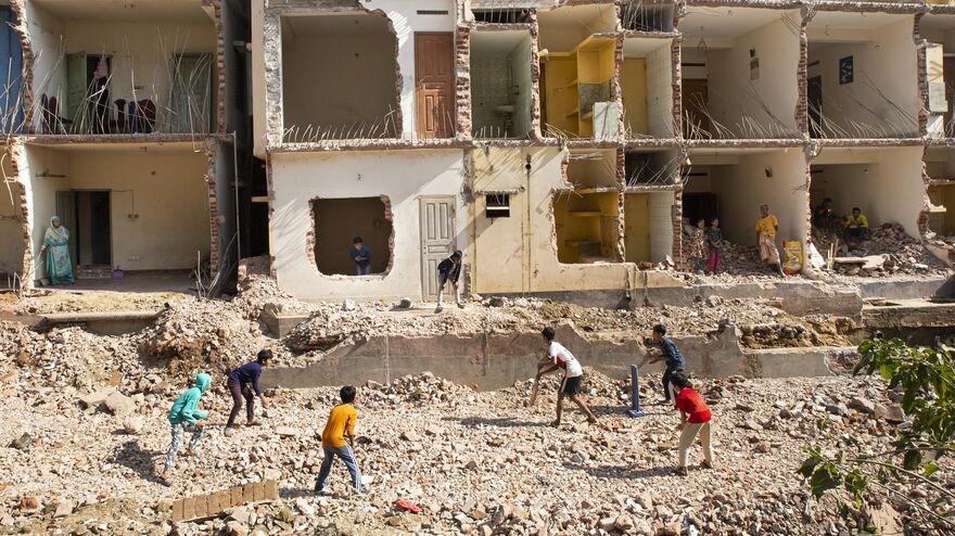 Children of Chittagong are playing on piles of dirt