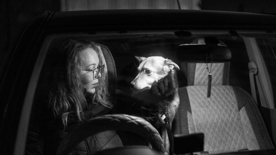 In the car