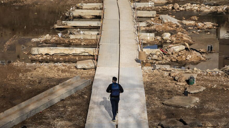 Popular footbridge amid the devastation