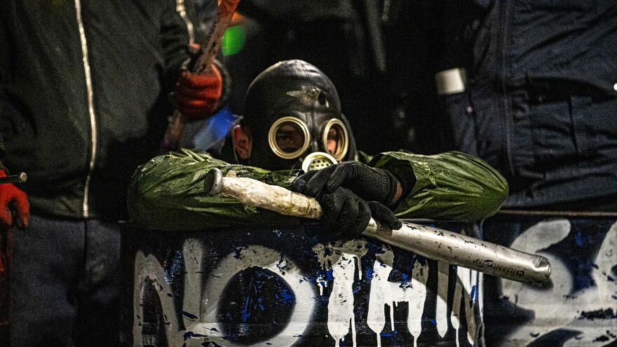 The face of a “peaceful” protest in Tbilisi